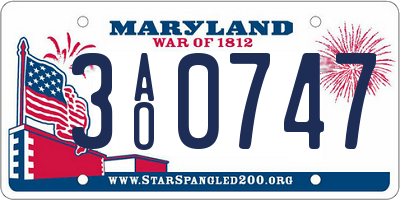 MD license plate 3AO0747