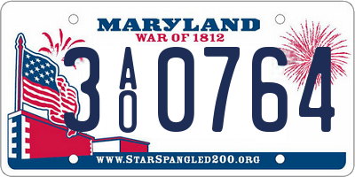 MD license plate 3AO0764