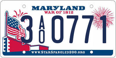 MD license plate 3AO0771