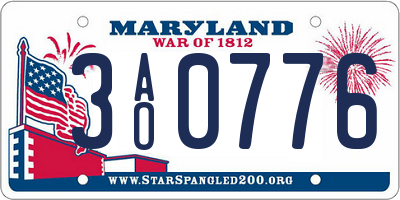 MD license plate 3AO0776