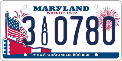 MD license plate 3AO0780