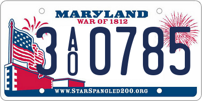 MD license plate 3AO0785