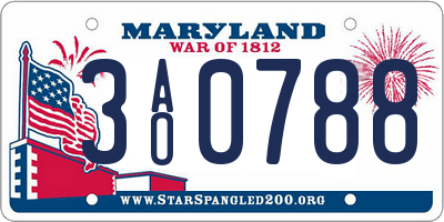 MD license plate 3AO0788