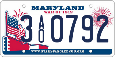 MD license plate 3AO0792