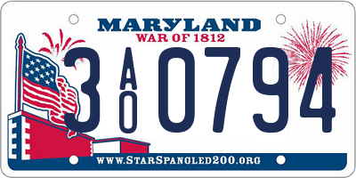 MD license plate 3AO0794