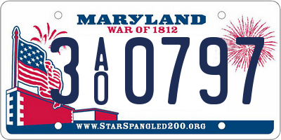 MD license plate 3AO0797
