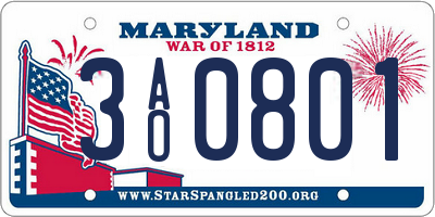 MD license plate 3AO0801