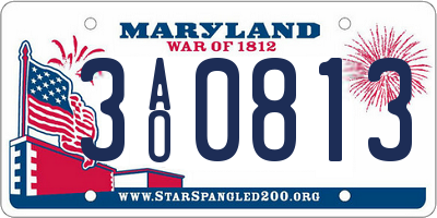 MD license plate 3AO0813