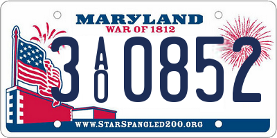 MD license plate 3AO0852