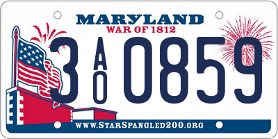 MD license plate 3AO0859