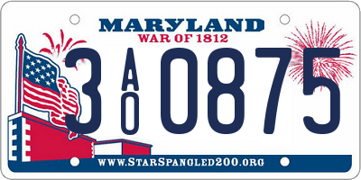 MD license plate 3AO0875