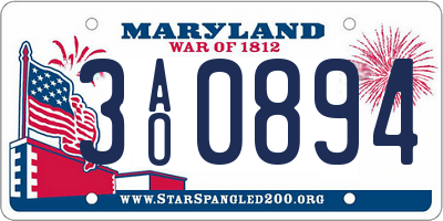 MD license plate 3AO0894