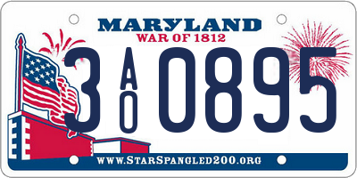 MD license plate 3AO0895