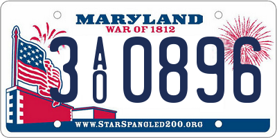 MD license plate 3AO0896