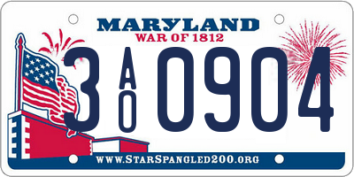 MD license plate 3AO0904