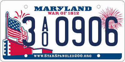 MD license plate 3AO0906