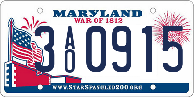 MD license plate 3AO0915
