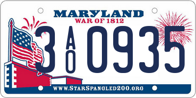 MD license plate 3AO0935