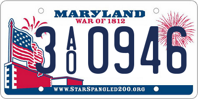 MD license plate 3AO0946