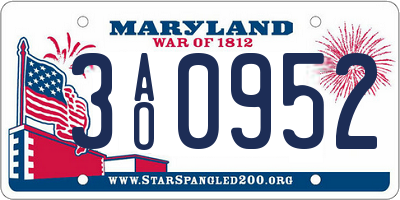 MD license plate 3AO0952