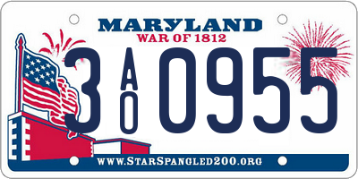 MD license plate 3AO0955
