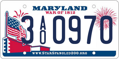 MD license plate 3AO0970