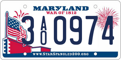 MD license plate 3AO0974