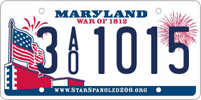 MD license plate 3AO1015
