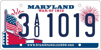 MD license plate 3AO1019
