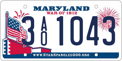 MD license plate 3AO1043