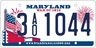 MD license plate 3AO1044