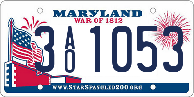 MD license plate 3AO1053