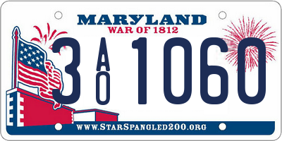 MD license plate 3AO1060