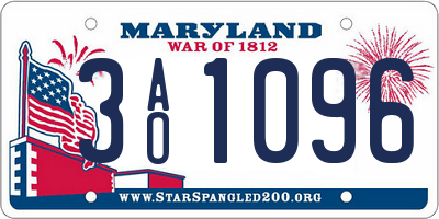 MD license plate 3AO1096