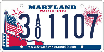 MD license plate 3AO1107