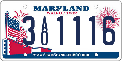 MD license plate 3AO1116