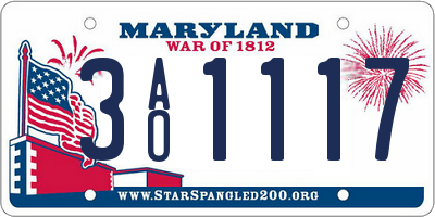 MD license plate 3AO1117