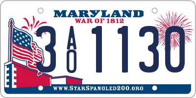MD license plate 3AO1130