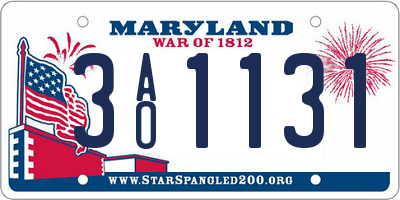 MD license plate 3AO1131