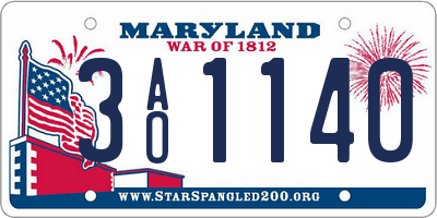 MD license plate 3AO1140