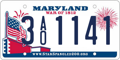 MD license plate 3AO1141