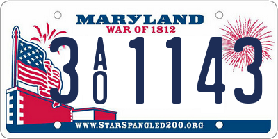 MD license plate 3AO1143