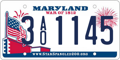 MD license plate 3AO1145