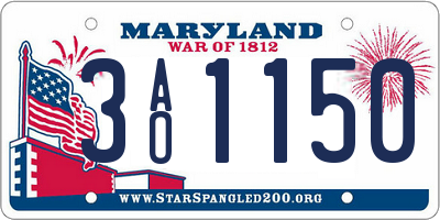 MD license plate 3AO1150