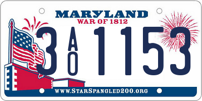 MD license plate 3AO1153