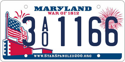 MD license plate 3AO1166
