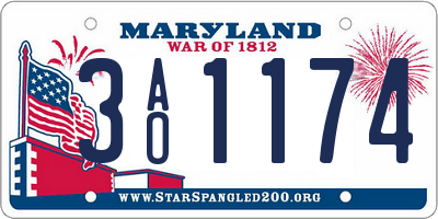 MD license plate 3AO1174