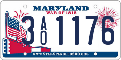 MD license plate 3AO1176