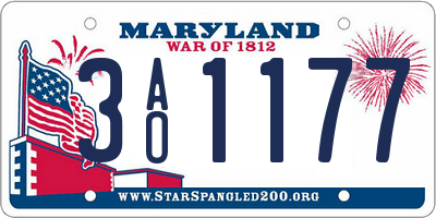 MD license plate 3AO1177