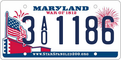 MD license plate 3AO1186
